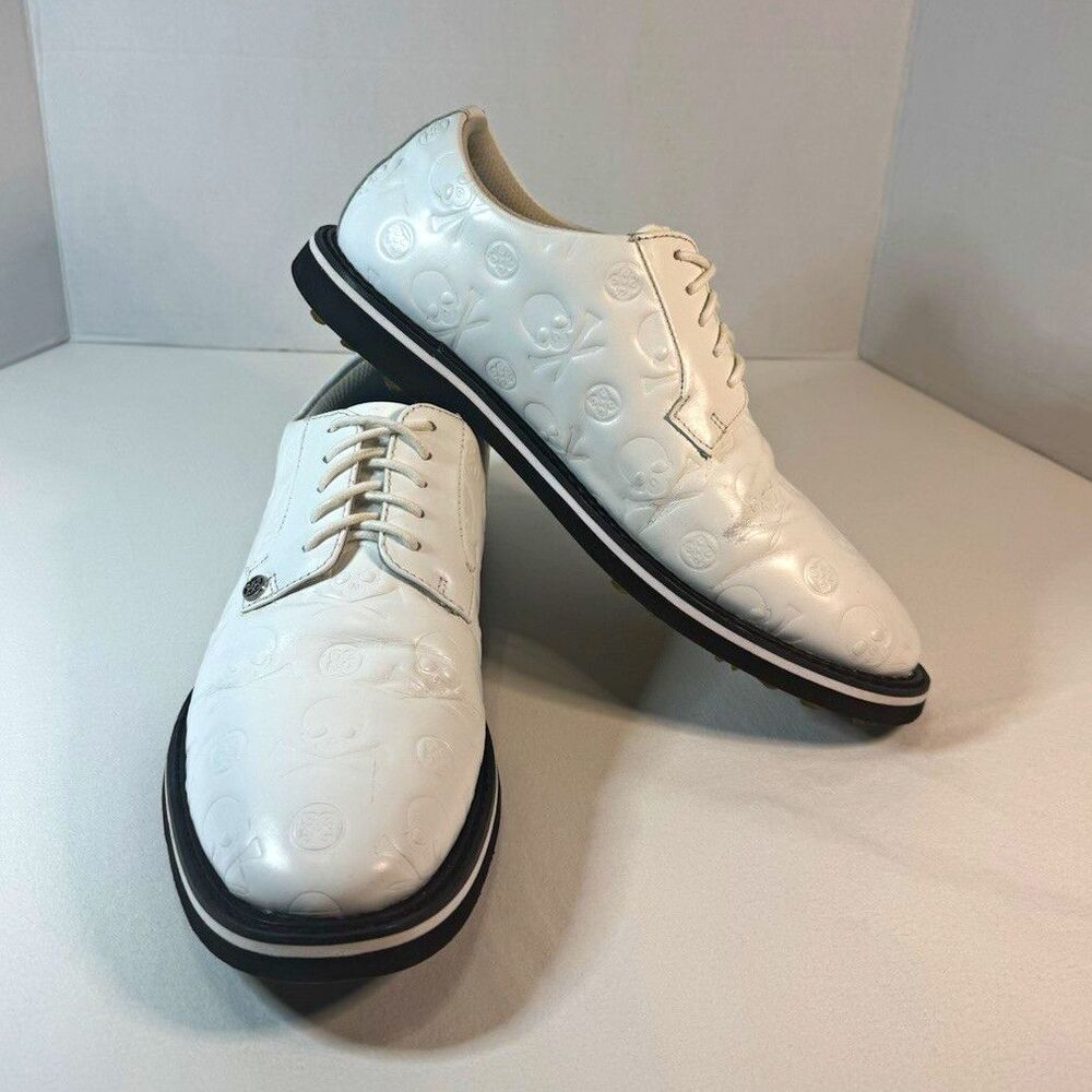 G/FORE Debossed Gallivanter Men's Spikeless Golf Shoes White Skull Tees Sz 9